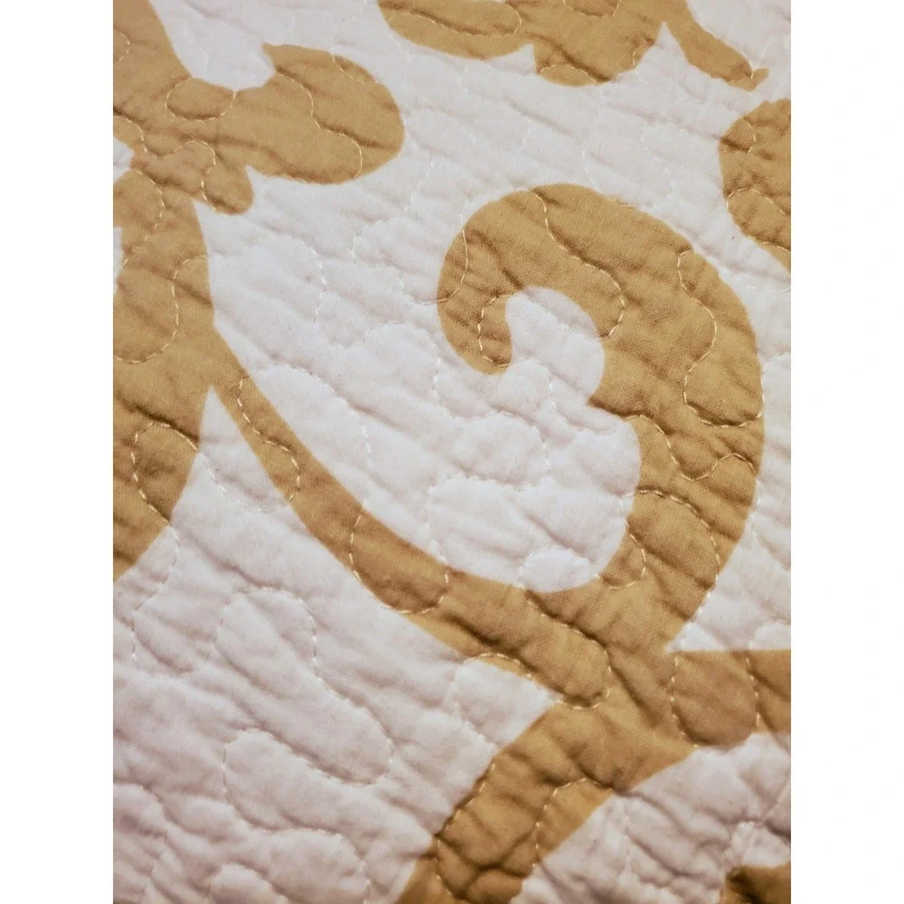 Classic Scroll Queen Reversible Geo Print Quilt Top‎ Bedspread 2 Standard Shams
